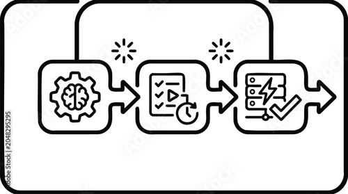 Intelligent workflow automation icon with gear process and automated task progression vector