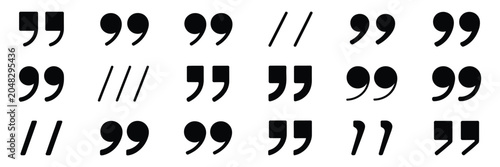 Foto Quotation marks and prime symbols collection, typographic punctuation marks for writing and editorial design, isolated vector on white background