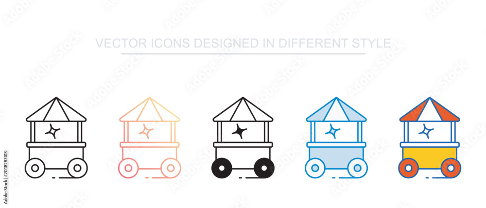 Fototapeta premium Food Cart Icon Set Isolated on White Background Illustration