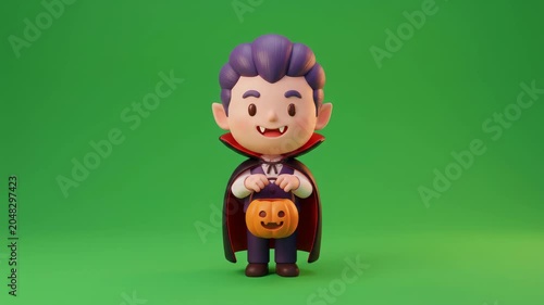 Halloween vampire toy with pumpkin.