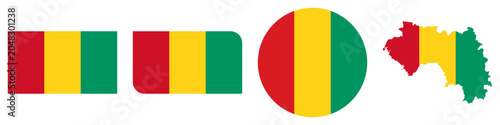 Foto guinea circular flag, guinea rectangular flag, guinea map flag flat icon