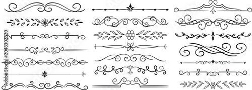 Canvas Print decorative divider border vectors with ornate floral geometric line separators c