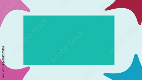 фотографія Abstract teal rectangle with colorful hand‑like shapes in pink red blue purple p