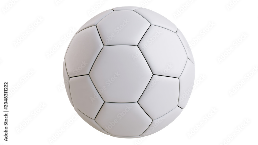 Fototapeta premium Classic white leather soccer ball featuring a smooth texture and rounded panels on transparent background