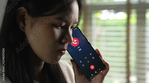 Woman calling emergency number 911 for crisis situation