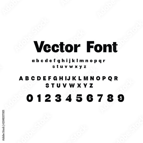 Retro bold serif alphabet vector font with clean digits