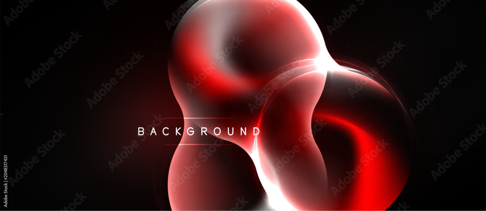 Naklejka premium Abstract red shapes, glowing lines, dark background. Modern design element, dynamic composition, smooth gradients.