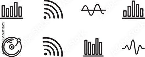 Foto Set of Audio Sound Speaker Icons and Wireless Communication Symbols Vector Colle