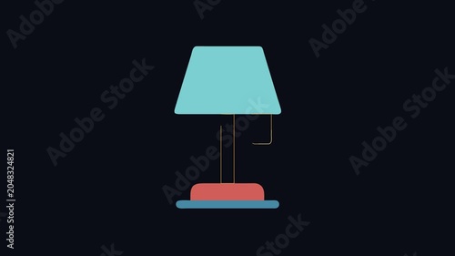 Stylized blue table lamp with orange base illustration