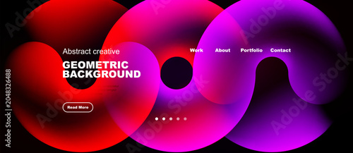 Foto Vibrant abstract shapes dominate dark background