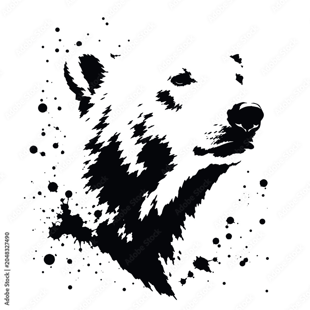 Obraz premium Abstract Splatter Art of a Polar Bear Head in Profile