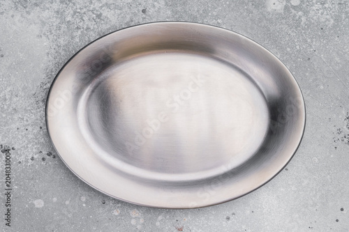 Fotografie Silver metal platter overhead