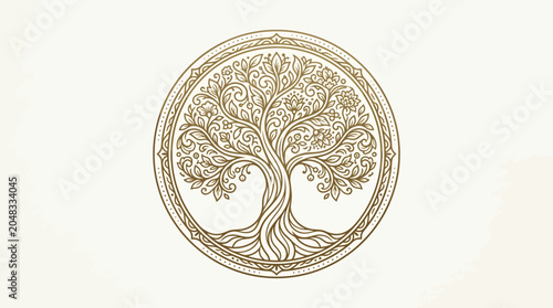 Photography Tree of life symbol in circle.