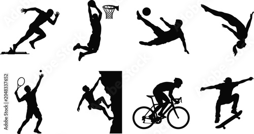 Canvas Print Original name(s): Winter sports black silhouettes set featuring ice hockey skiing snowboarding figure skating curling cross country ski and sledding