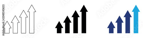 Chat arrow grow icon. growth chart icon set. line and black icon. VECTOR