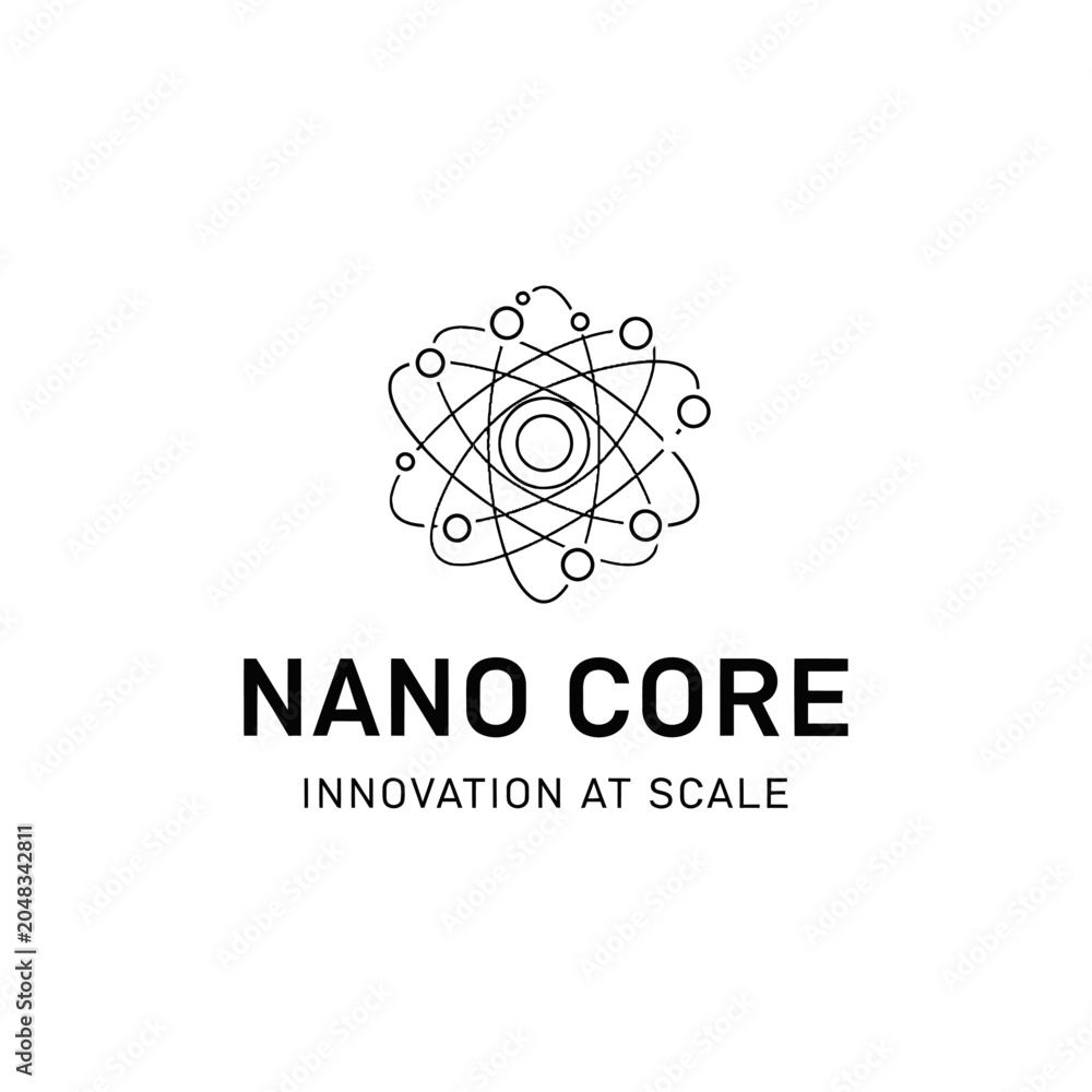 Fototapeta premium Atomic Structure for Innovation Science Engineering Advanced Technology Research logo design