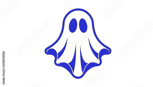 Foto Cute Blue Ghost Icon on White Background