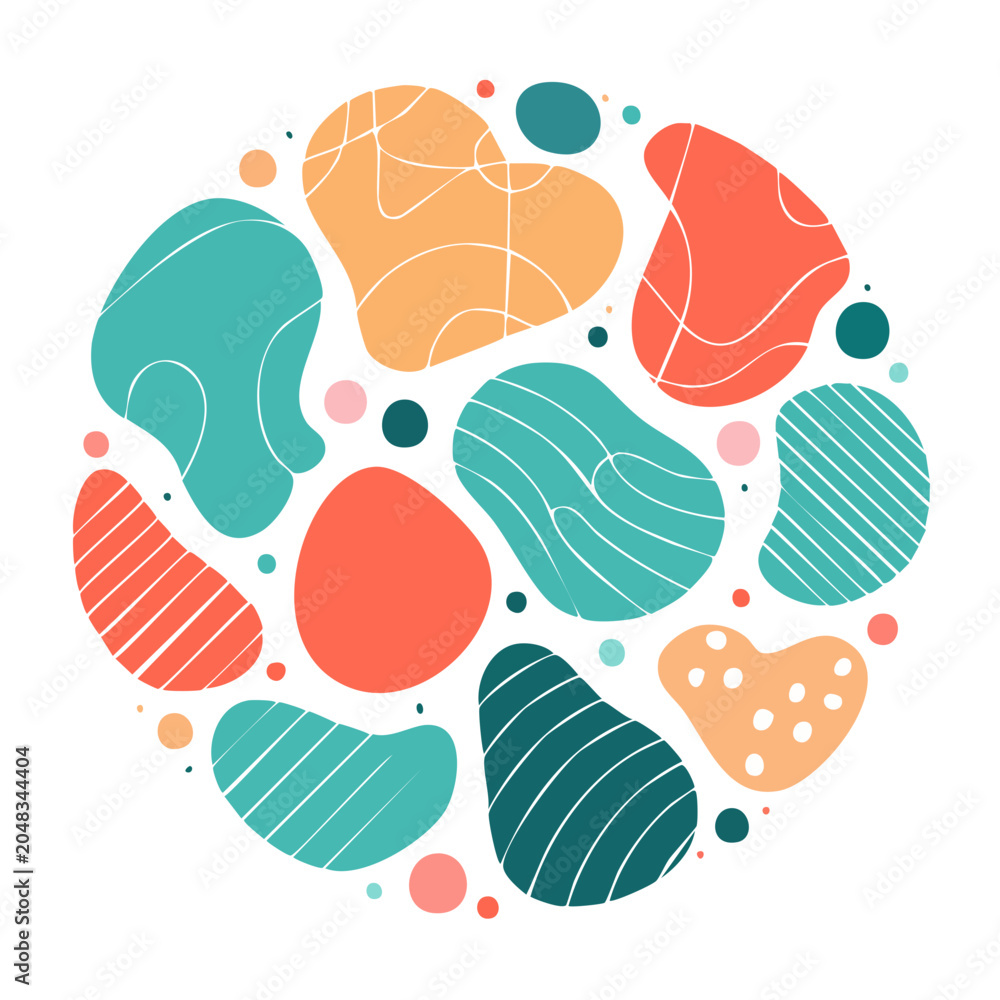 Fototapeta premium Abstract organic shapes in a circular arrangement
