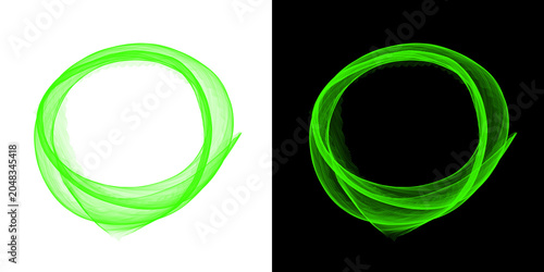 Abstract green smoke circle wave frame design element on transparent background for creative advertising projects and digital displays.
