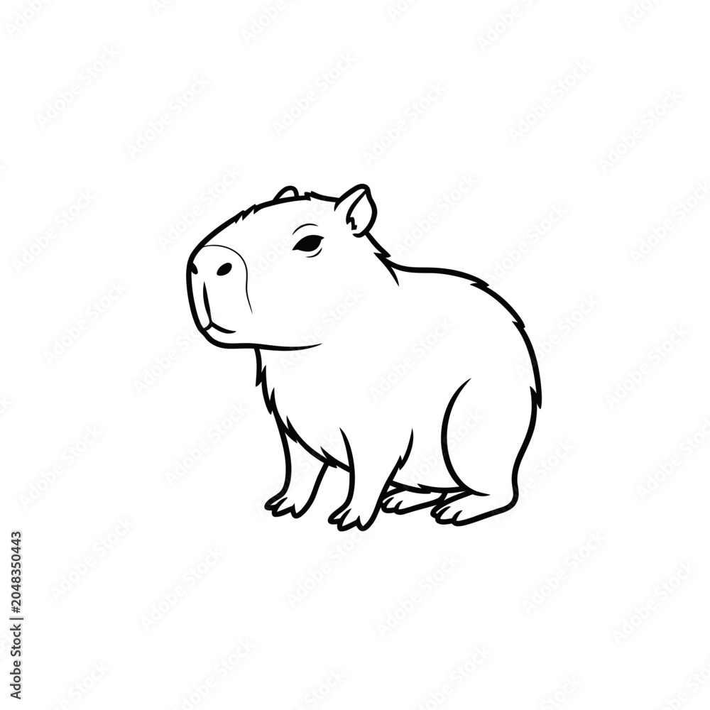 Fototapeta premium Minimalist Capybara Line Art Vector Illustration