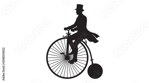 Foto Man Riding A Penny farthing Bicycle Black Silhouette