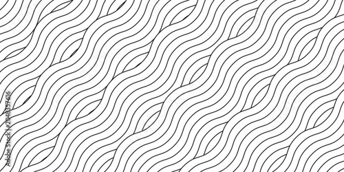 Foto Seamless wave lines pattern, black and white wavy stripes