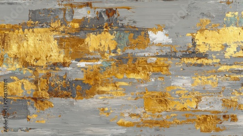 Abstract gold and gray brushstrokes modern art textured artwork