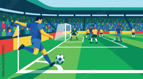 Bild auf Leinwand Soccer corner kick vector illustration ideal for football matches competition tournaments and team sports concepts