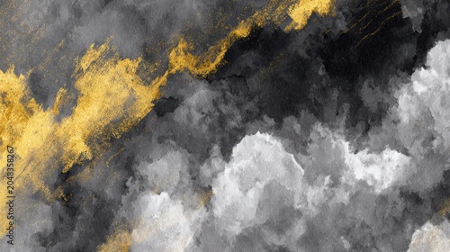 Abstract artwork of golden and gray clouds in modern artistic design