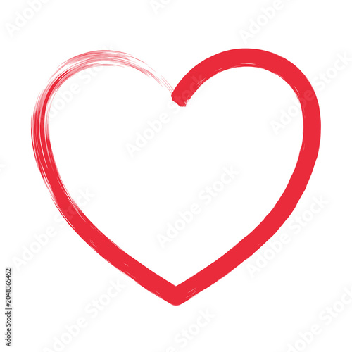 Red Hand Drawn Heart on Transparent Background