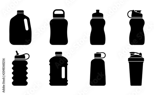 Tableau sur toile Diverse Water Bottle Collection, Hydration Containers, Fitness Drinkware Set, Sp