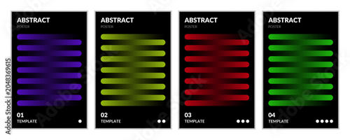 Abstract gradient poster templates collection purple green red and teal designs