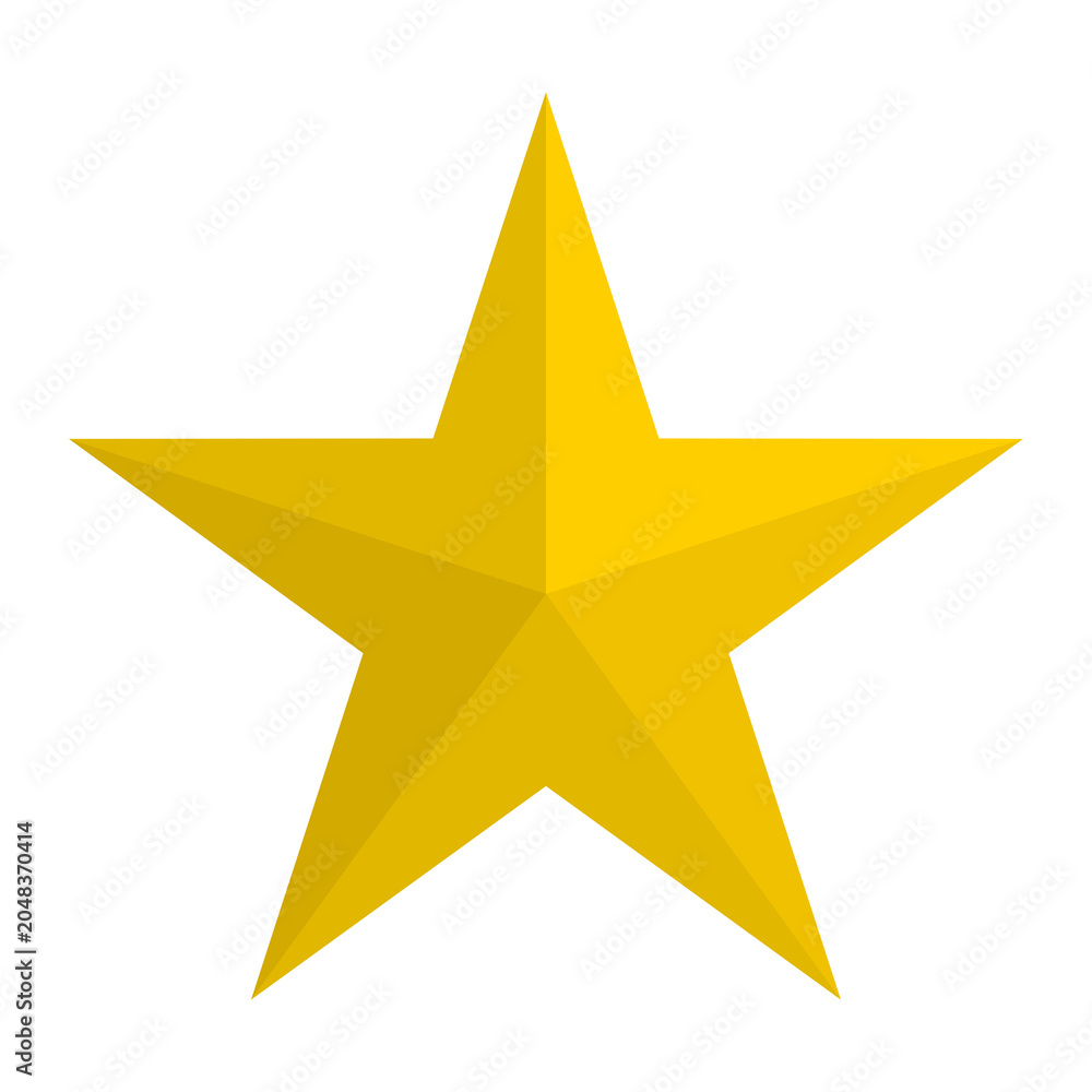 Obraz premium Golden Five Point Star Isolated on Transparent Background