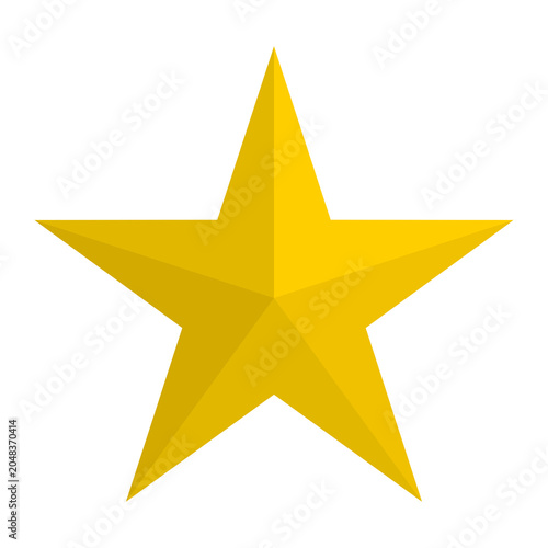 Golden Five Point Star Isolated on Transparent Background