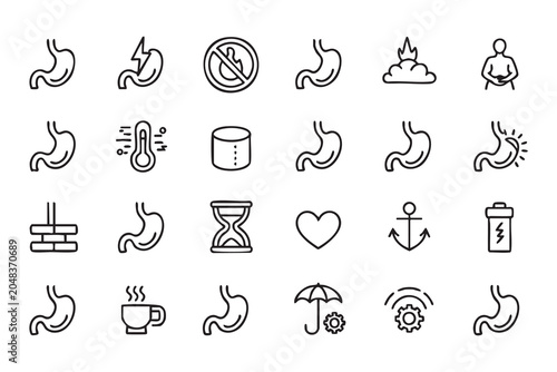 Fotografija Gastric Treatment Digestion and Abdominal Health Vector Icons