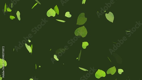 Beautiful Falling Leaves Motion Graphics Loop, Autumn and Green Foliage Background Video for Overlay and VFX. Realistic Green and Orange Foliage Overlay, Seamless Loop Video for Editors.