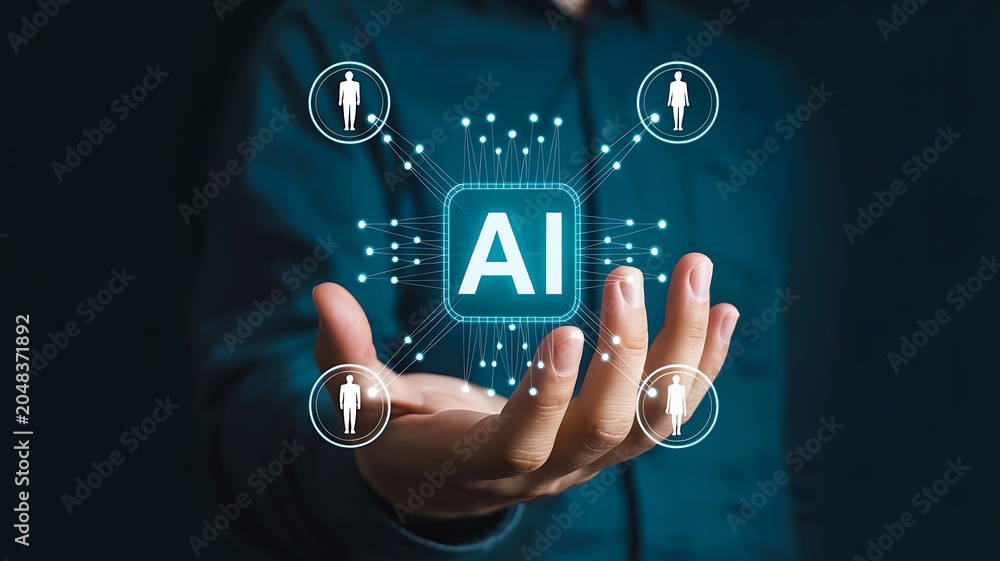 Fototapeta premium Artificial intelligence network connection and digital communication technology concept