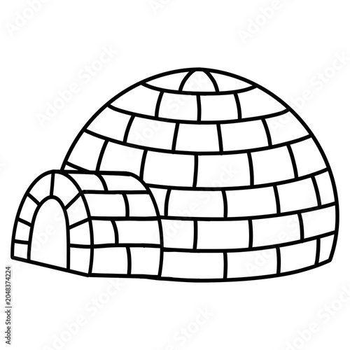 Canvas Print outline of an igloo cartoon illustration