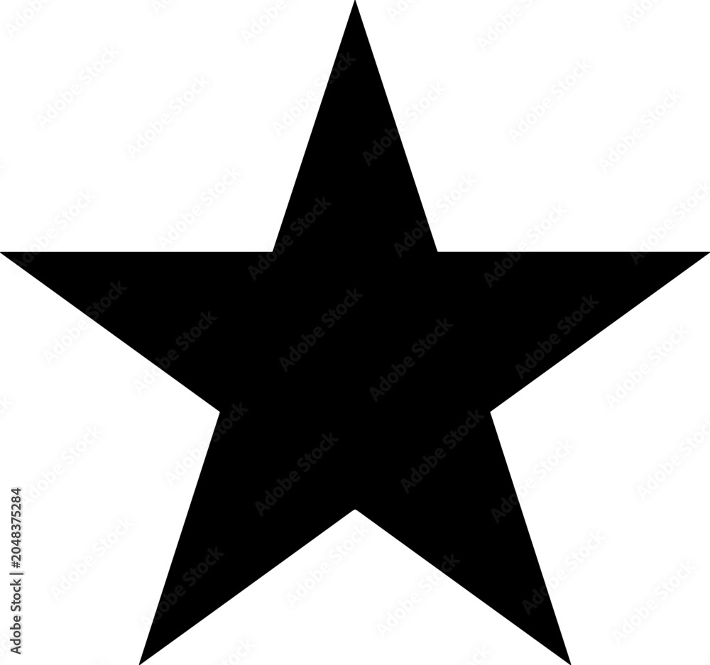 Obraz premium Minimal Black Star Silhouette Icon with Five Point Shape for Rating, Decoration, and Modern Graphic Design Projects