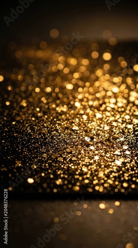 Golden Glitter Sparkle Background with Bokeh Effect.