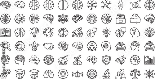 Brain Outline Icon Set Collection