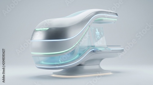 Futuristic Medical Device, Health Innovation, Laboratory, 3D Render, Sleek Design, Close-Up, Cutting-Edge Technology