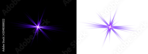 Vibrant purple starburst light effect abstract radial flare for digital design and visuals. vector illustration on transparent background.