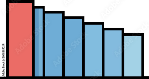 Canvas-taulu Declining bar chart with downward trend