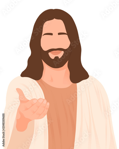 Fotografie Minimalist Jesus Christ illustration vector, abstract Christian line art, modern