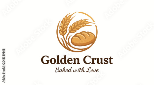 Obraz na płótnie Traditional Golden Crust Bakery with bread wheat stalks for artisanal bread shop