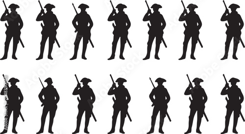 Quadro su tela Silhouette soldiers marching in formation with rifles