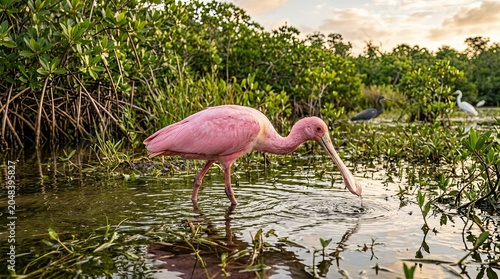 pink flamingo in water