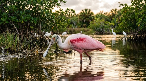 pink flamingo in water