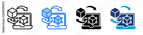 Digital Twin Icon Set Multi Style Vector Illustration